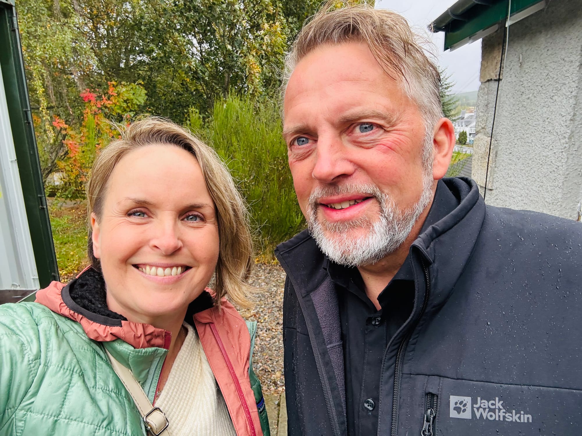 Rachel and Doug smile for a selfie.