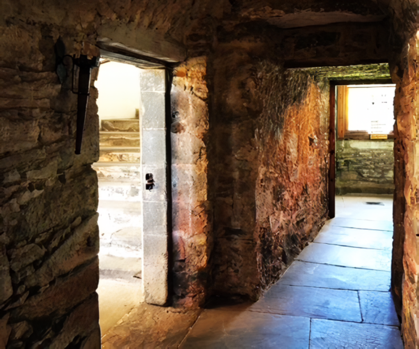 The old stone corridors of the castle.